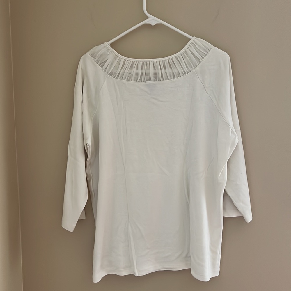 ▫️RAFAELLA: Women’s off-white quarter sleeved blouse, size 2X, w/sheer neck▫️ - Picture 7 of 7